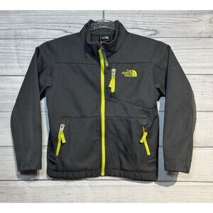 North Face Jacket Boys XS (6) Gray Full Zip Fleece Lined TNF Apex Clean VG
